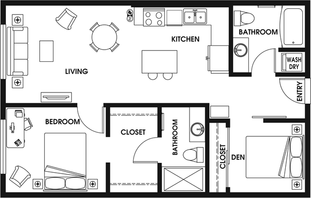 1 Bed 1 Bath + Den A