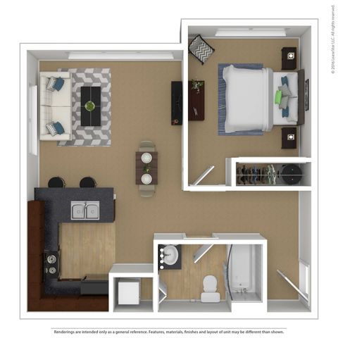 1 Bdrm Floor Plan | 3 Bedroom Apartments In Beaverton Oregon | Element 170