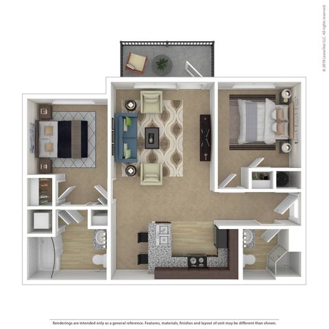 2 Bdrm Floor Plan | 3 Bedroom Apartments In Beaverton Oregon | Element 170