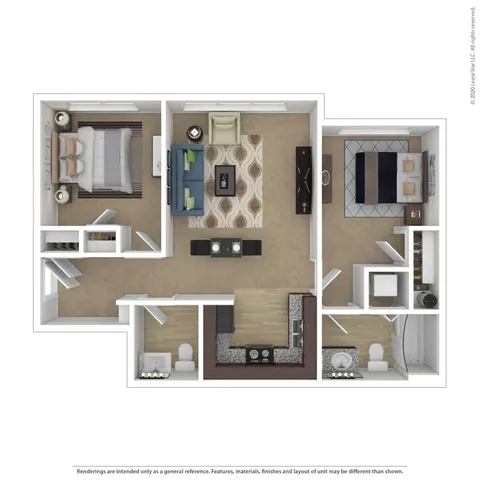 2 Bdrm Floor Plan | 3 Bedroom Apartments In Beaverton Oregon | Element 170