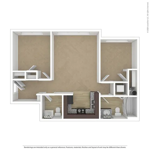 2 Bdrm Floor Plan | 3 Bedroom Apartments In Beaverton Oregon | Element 170