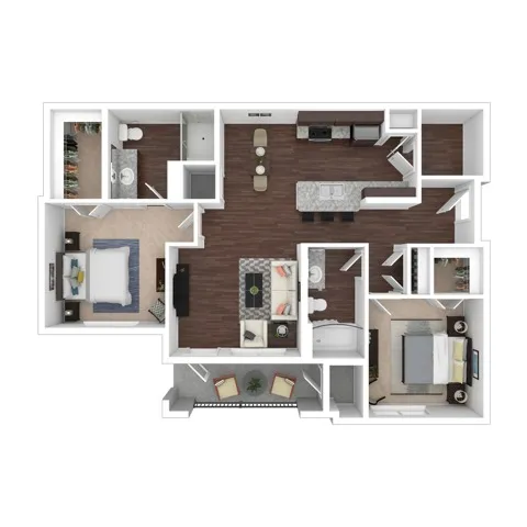 Two Bedroom Floor Plan | Apartments in Kyle TX | Oaks of Kyle Apartments