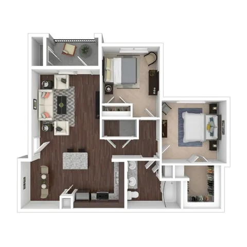 Two Bedroom Floor Plan | Apartments in Kyle TX | Oaks of Kyle Apartments