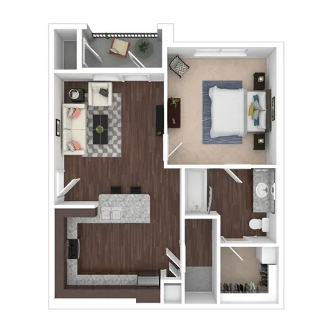 One Bedroom Floor Plan | Apartments in Kyle TX | Oaks of Kyle Apartments