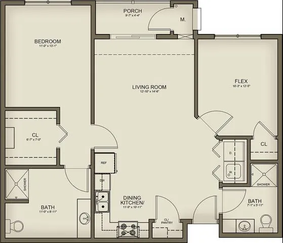 2x2 Full Kitchen 1,000 sq. ft.