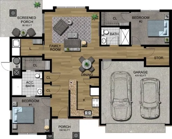 Cottage 1,500 sq. ft.