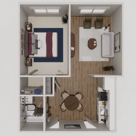 One-bedroom A apartment floor plan at Westgate Arms in Salem, NH
