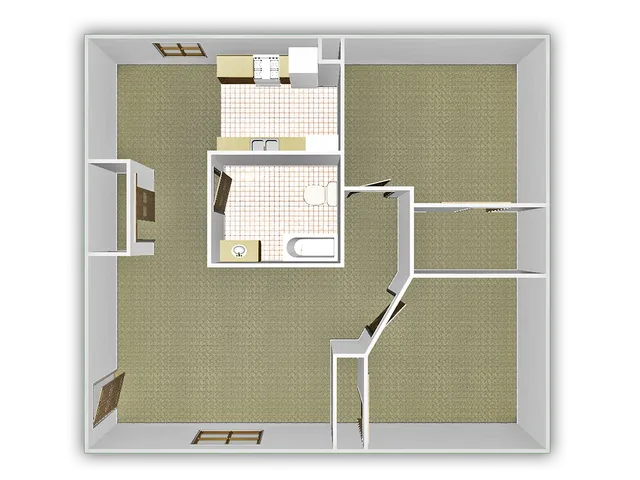 2 bed, 1 bath