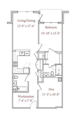 1 Bed 2 Bath + Den + Office