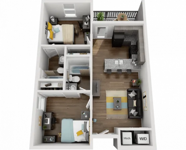 New Yorker 2x2 Floor Plan