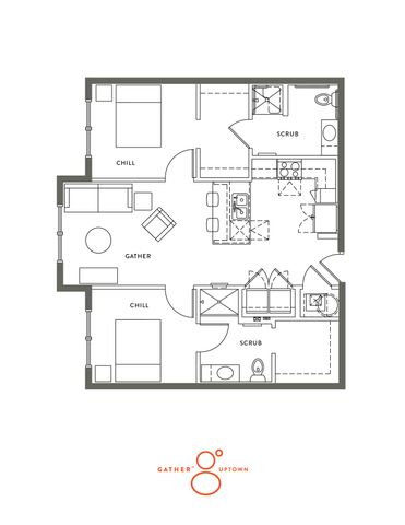 The 2 bedroom 2 bathroom floorplan is 904 sq. ft.