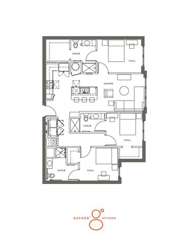 The 3 bedroom 3 bathroom floorplan is 1226 sq. ft.