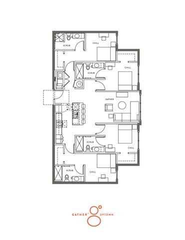 The 4 bedroom 4 bathroom floorplan is 1485 sq. ft.
