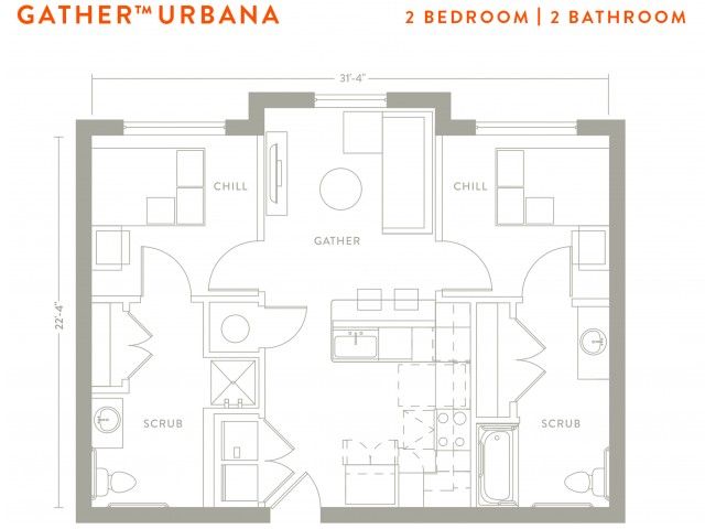 The 2 bed, 2 bath classic floorplan is 767 sq. ft.