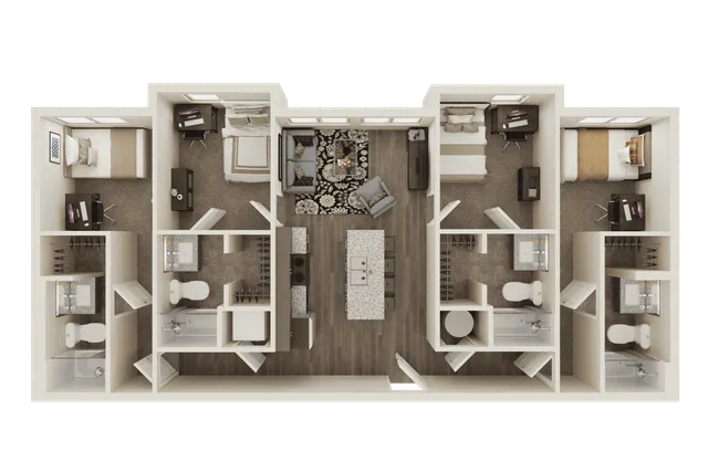The 4 bedroom 4 bathroom classic B floorplan is 1336 sq. ft.
