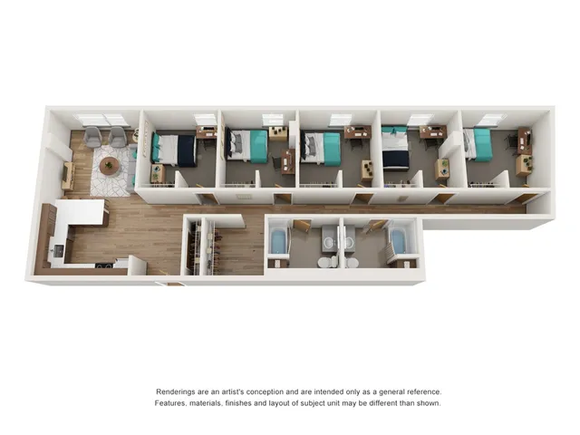 5x2 Bedroom Floor Plan - Stateside