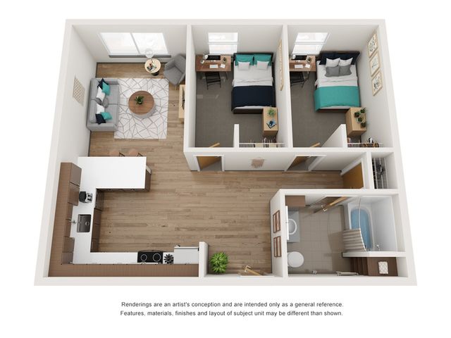 2x1 Bedroom Floor Plan - Stateside