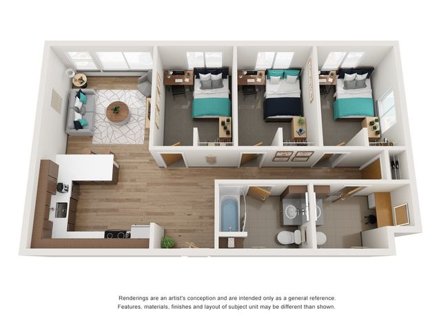 3x2 Bedroom Floor Plan - Stateside