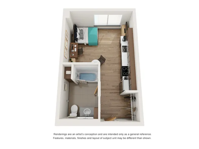 0x1 Bedroom Floor Plan - Stateside