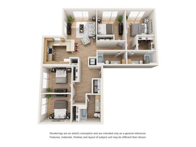 The 4 bedroom 3 bathroom plus floor plan is 1,584 sq. ft.