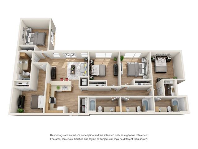 The 4 bedroom 4 bathroom floor plan is 1,560 sq. ft.