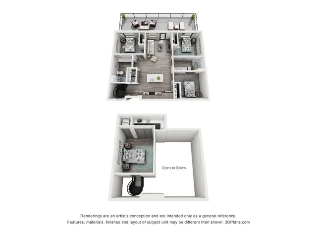 The 4 bedroom, 2 bathroom Loft floorplan is 1174 sq. ft.
