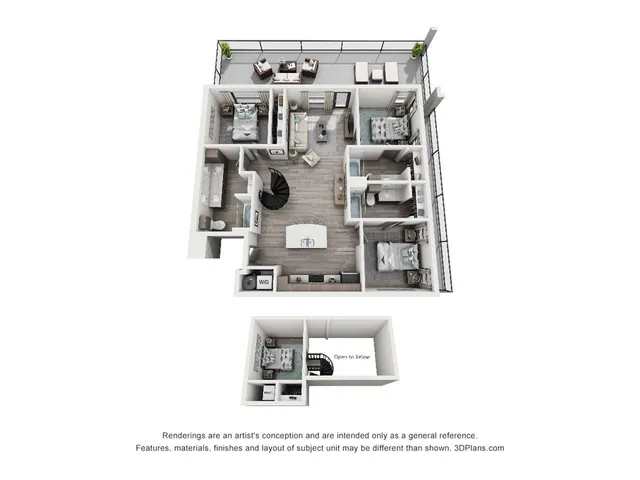 The 4 bedroom, 3 bathroom Loft floorplan is 1449 sq. ft.