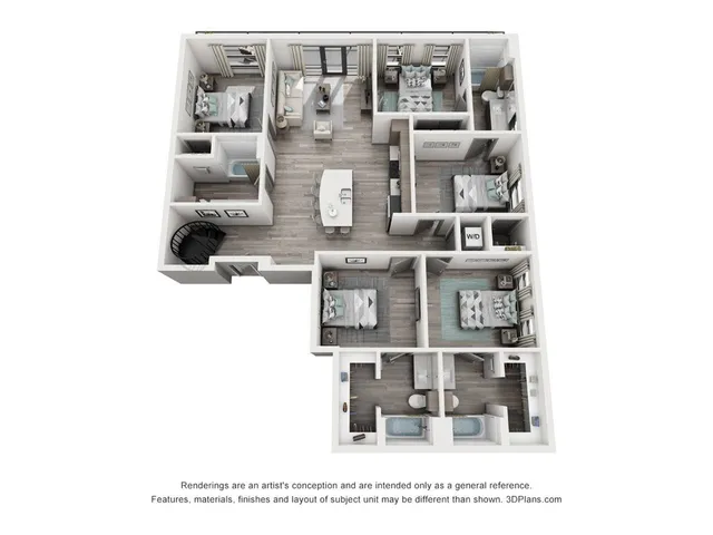 The 5 bedroom, 5 bathroom classic floorplan is 1754 sq. ft.