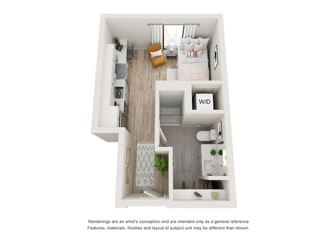 The Ivy studio 298 square foot floor plan image