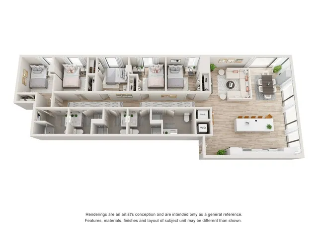 Penthouse on 30 5 bed 5 bath 1750 square foot floor plan image