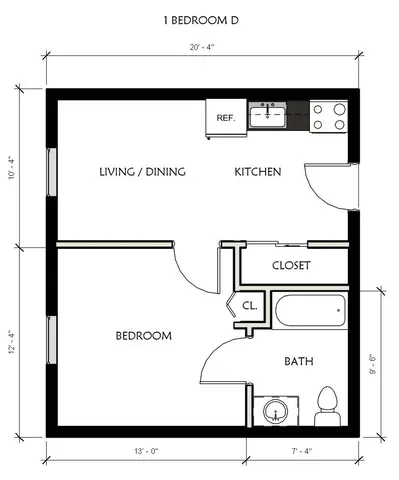 1 Bedroom Floorplan