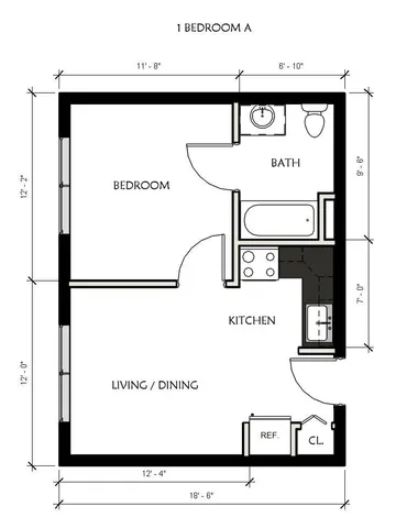 1 Bedroom Floor Plan | Luxury Apartments In Jackson Michigan | 2100 Springport Apartments