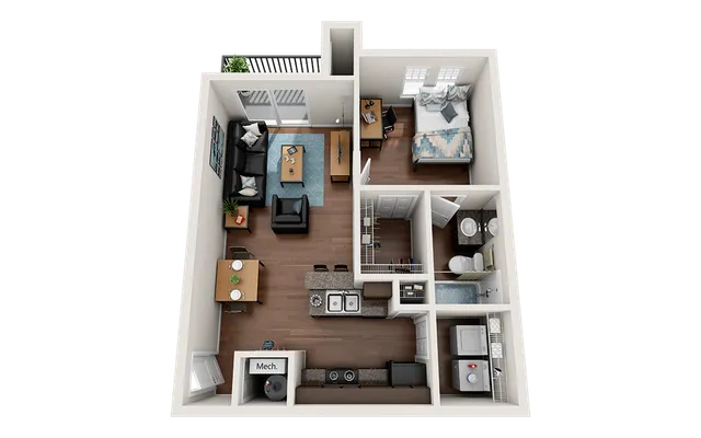 The Forum at Sam Houston 1x1 Floor Plan