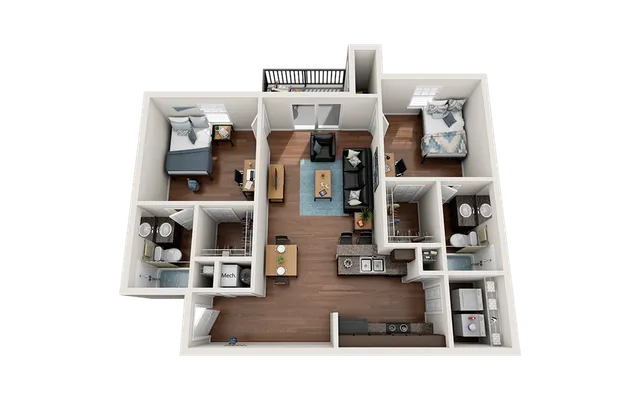 The Forum at Sam Houston 2x2 Floor Plan