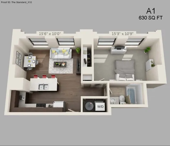 One Bed One Bath 630 sqft