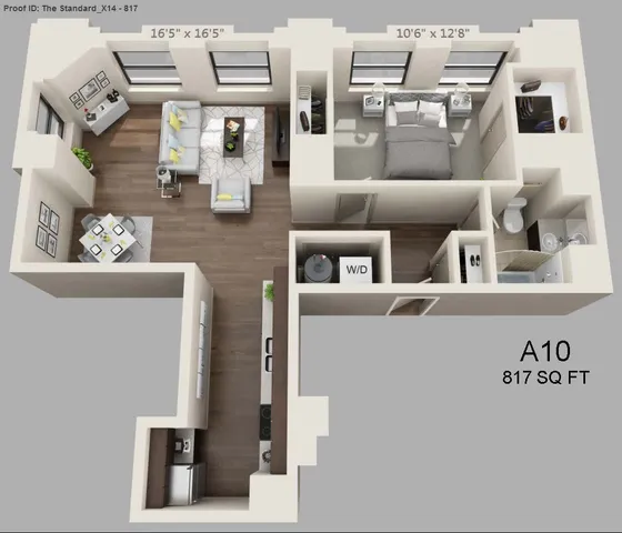 One Bed One Bath 817 sqft