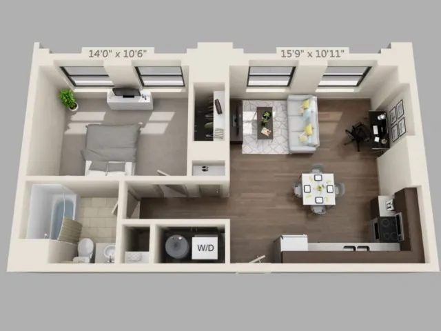 One Bed One Bath 820 sqft