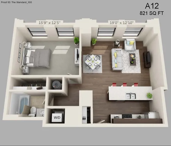 One Bed One Bath 821 sqft