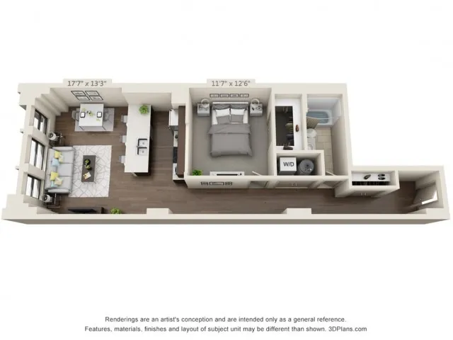 One Bed One Bath 858 sqft