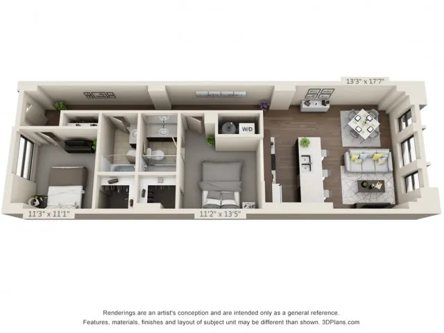 Two Bed Two Bath 1006 sqft