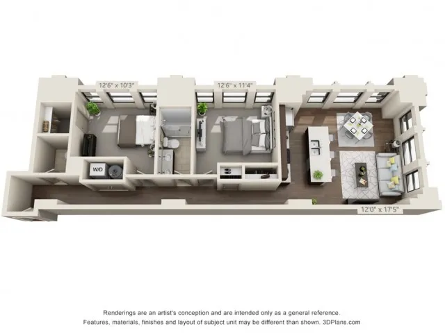 Two Bed one and a half Bath 1050