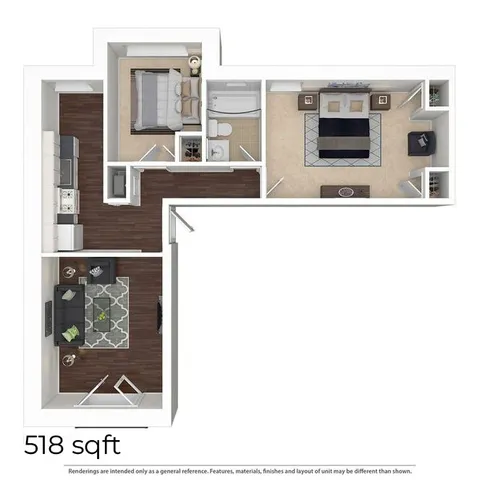 Athens 2BD 1Bath 518sqft