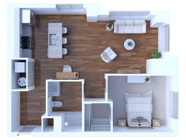 1 Bedroom/1 Bathroom-790 square feet