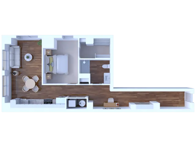 1 Bedroom/1 Bathroom-827 square feet