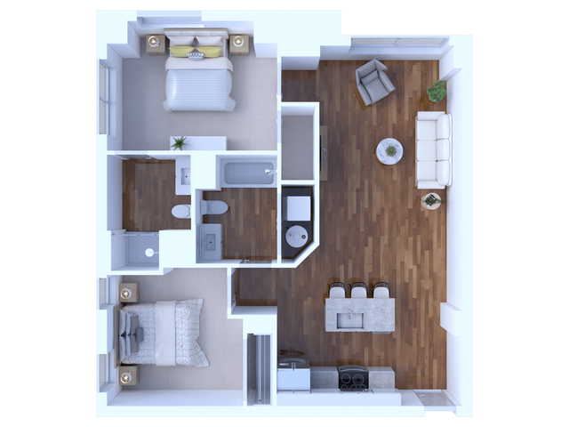 2 Bedroom/2 Bathroom-952 square feet