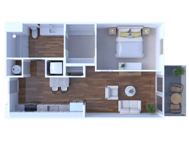 1 Bed/1 bath 611 sq. ft.