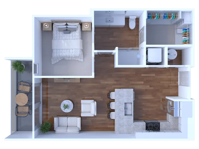 1 bed/1 bath 580 sq. ft.