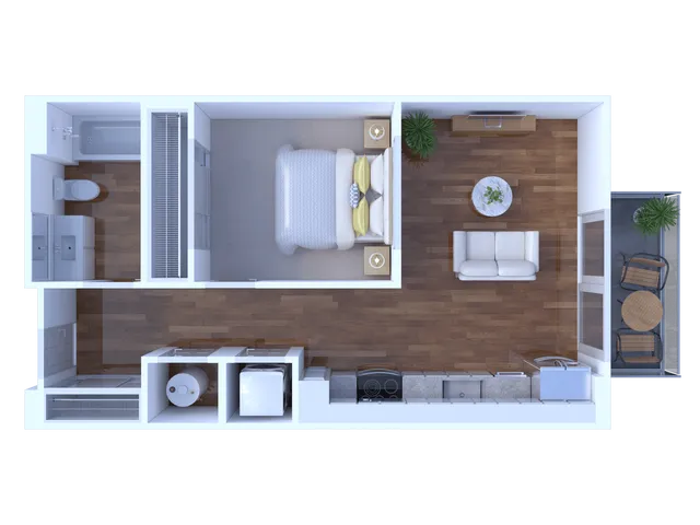 One Bedroom One Bath 536 Sq Ft