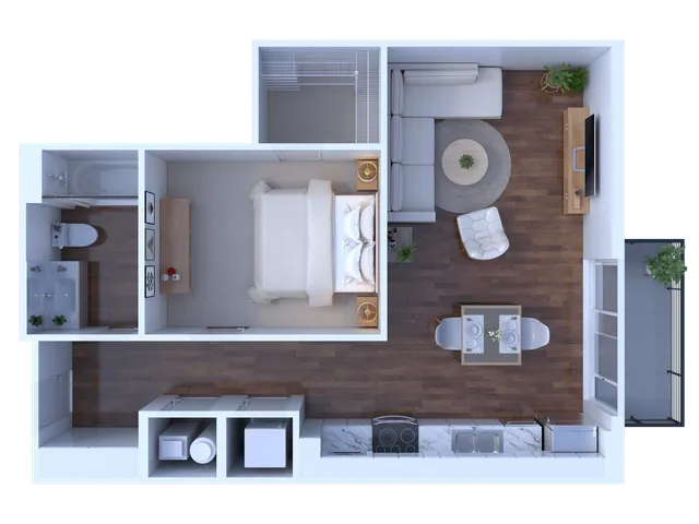 1 bedroom 1 bath Jr. B3 634 sqft