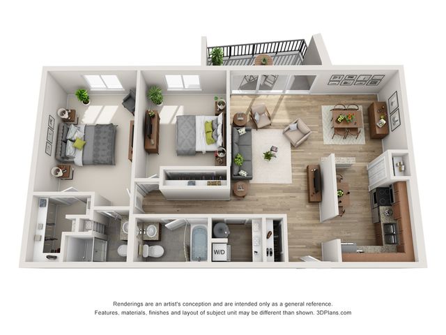 2 Bedroom- 1200sqft